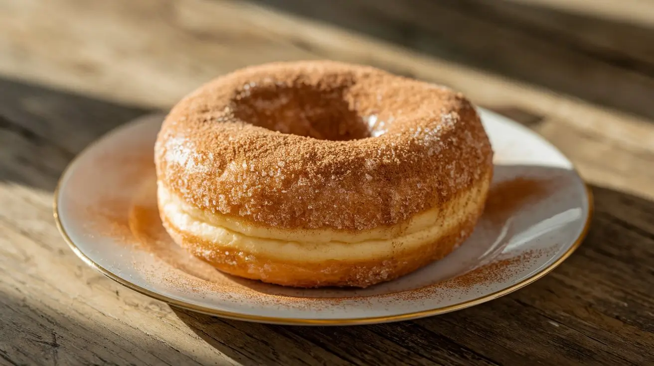 Cinnamon sugar donut on a plate.