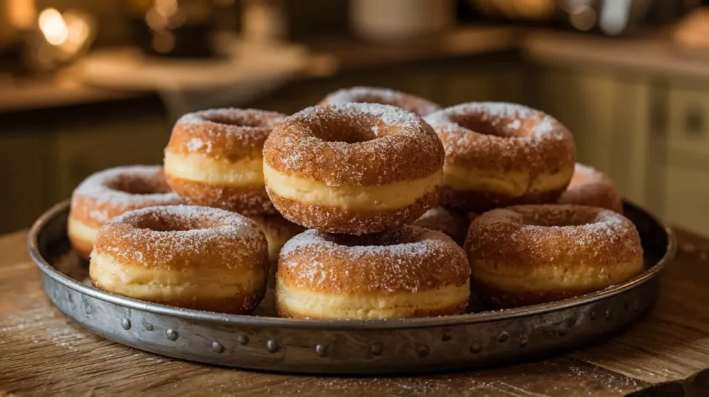 Mini cinnamon sugar donuts fresh from the oven.