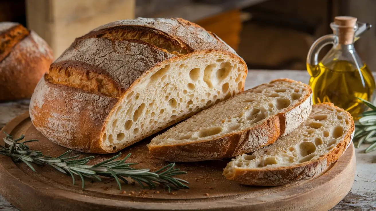 Rustic loaf of artisan Italian bread with golden crust.