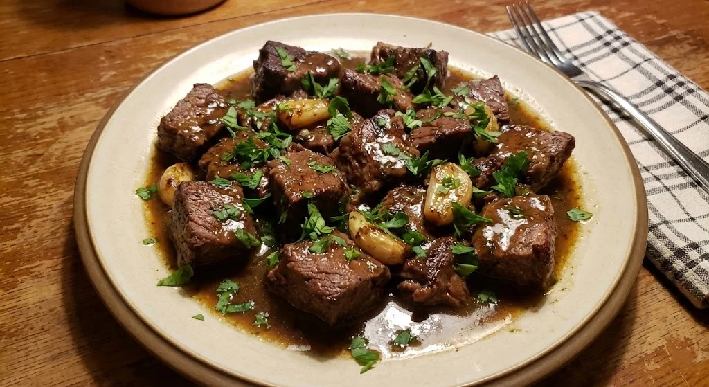 Savory Slow Cooker Beef Tips with Rich Herb Gravy