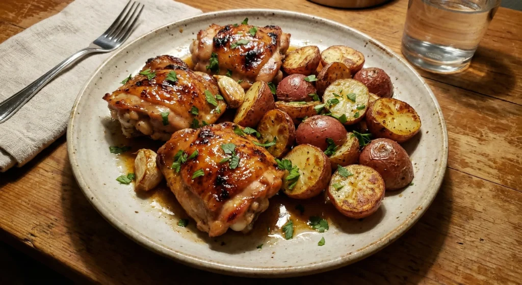 One-Pan Honey Garlic Chicken and Roasted Potatoes