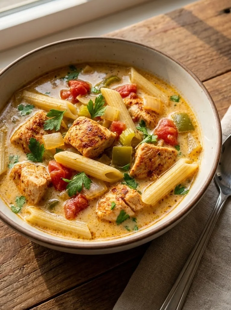 Creamy Cajun Chicken Soup with Pasta