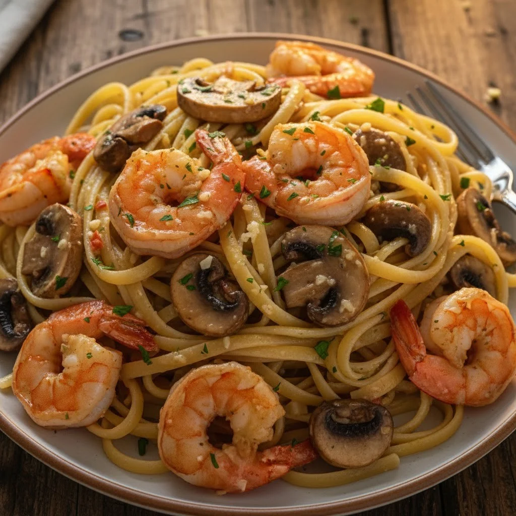 Flavor-Packed Mushroom Garlic Shrimp Pasta