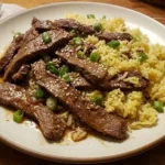Quick Weeknight Meals: Savory Beef Strips and Yellow Rice