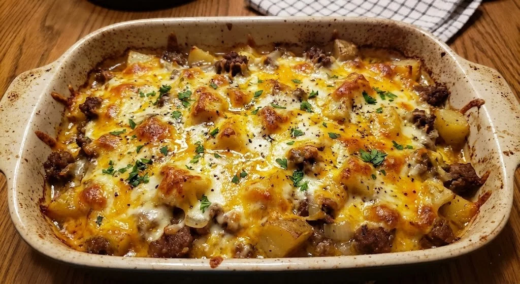 The Ultimate Comfort Casserole: Cheesy Ground Beef & Potatoes