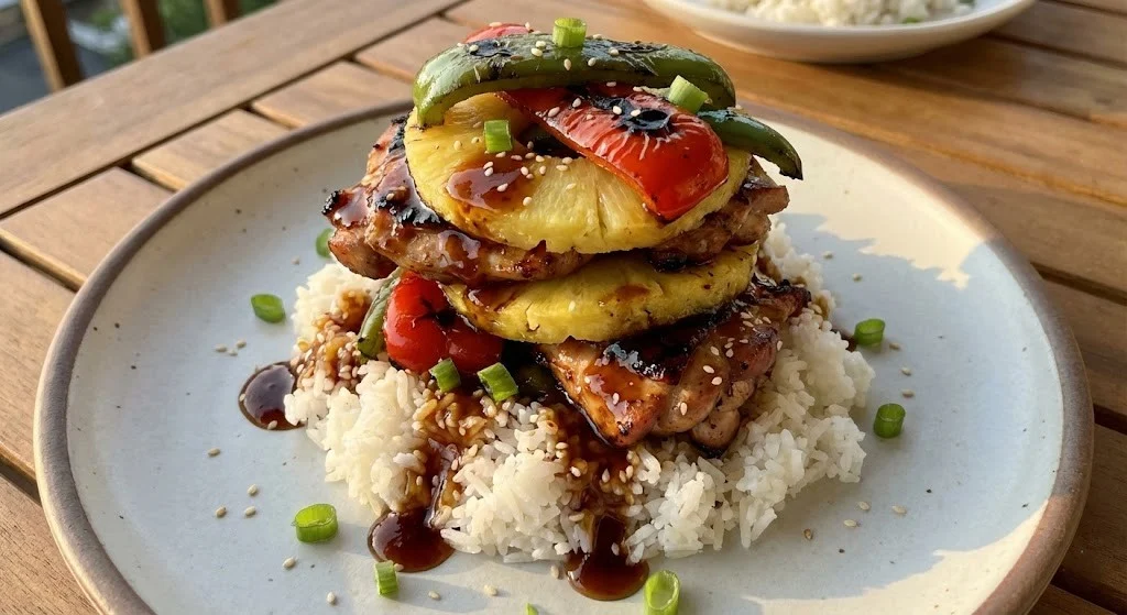 Hawaiian Huli Huli Chicken Stack