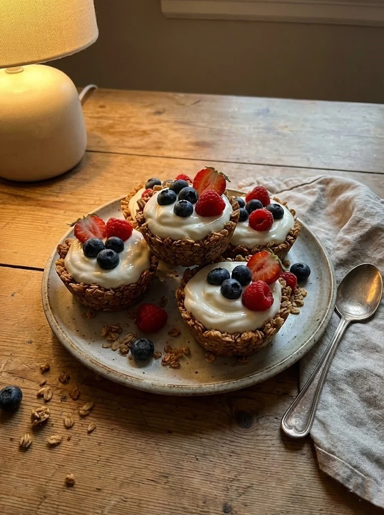Frozen Yogurt Granola Cups with Berries