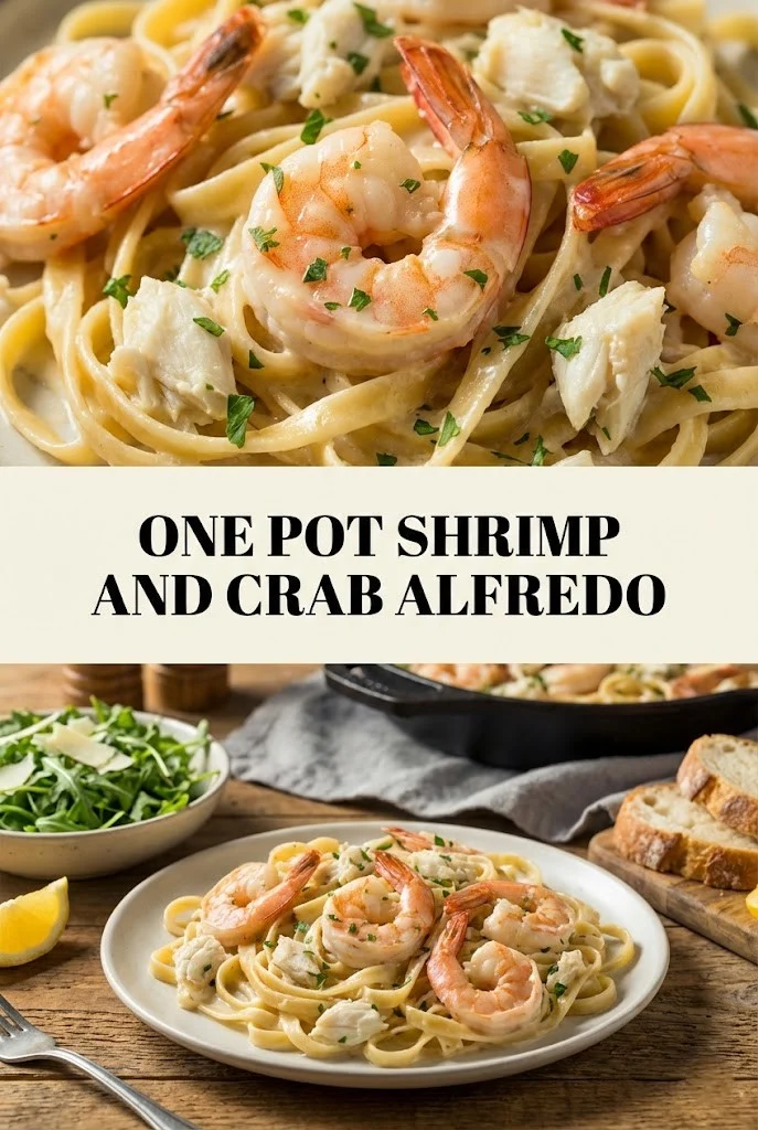 One Pot Shrimp and Crab Alfredo