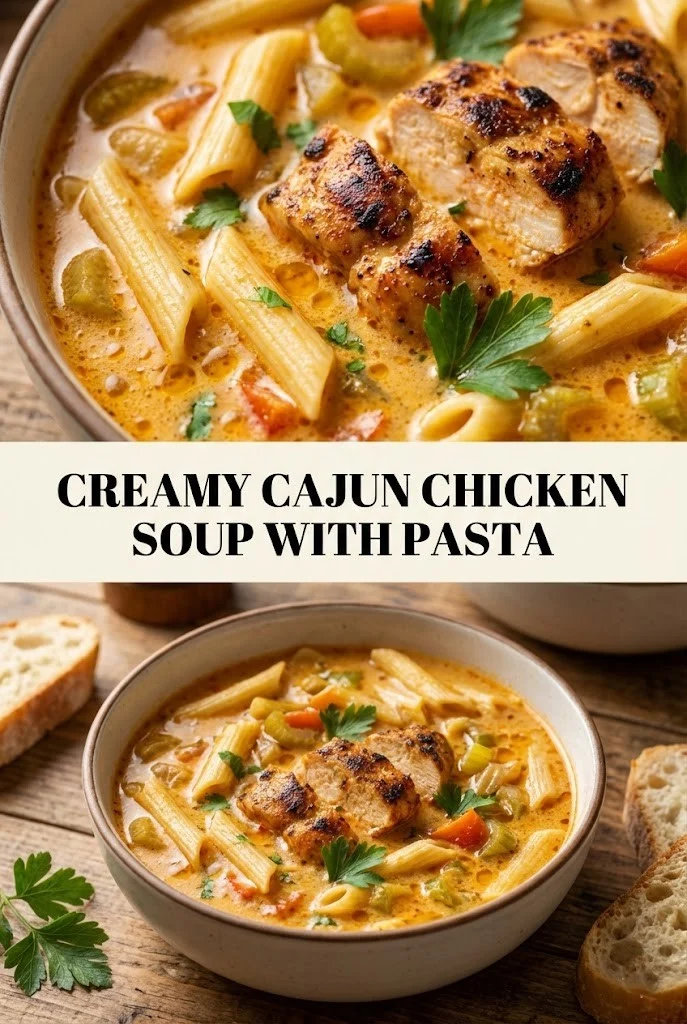 Creamy Cajun Chicken Soup with Pasta