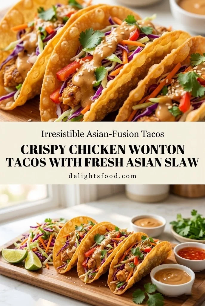 Impressive Appetizers: Crispy Chicken Wonton Tacos with Fresh Asian Slaw